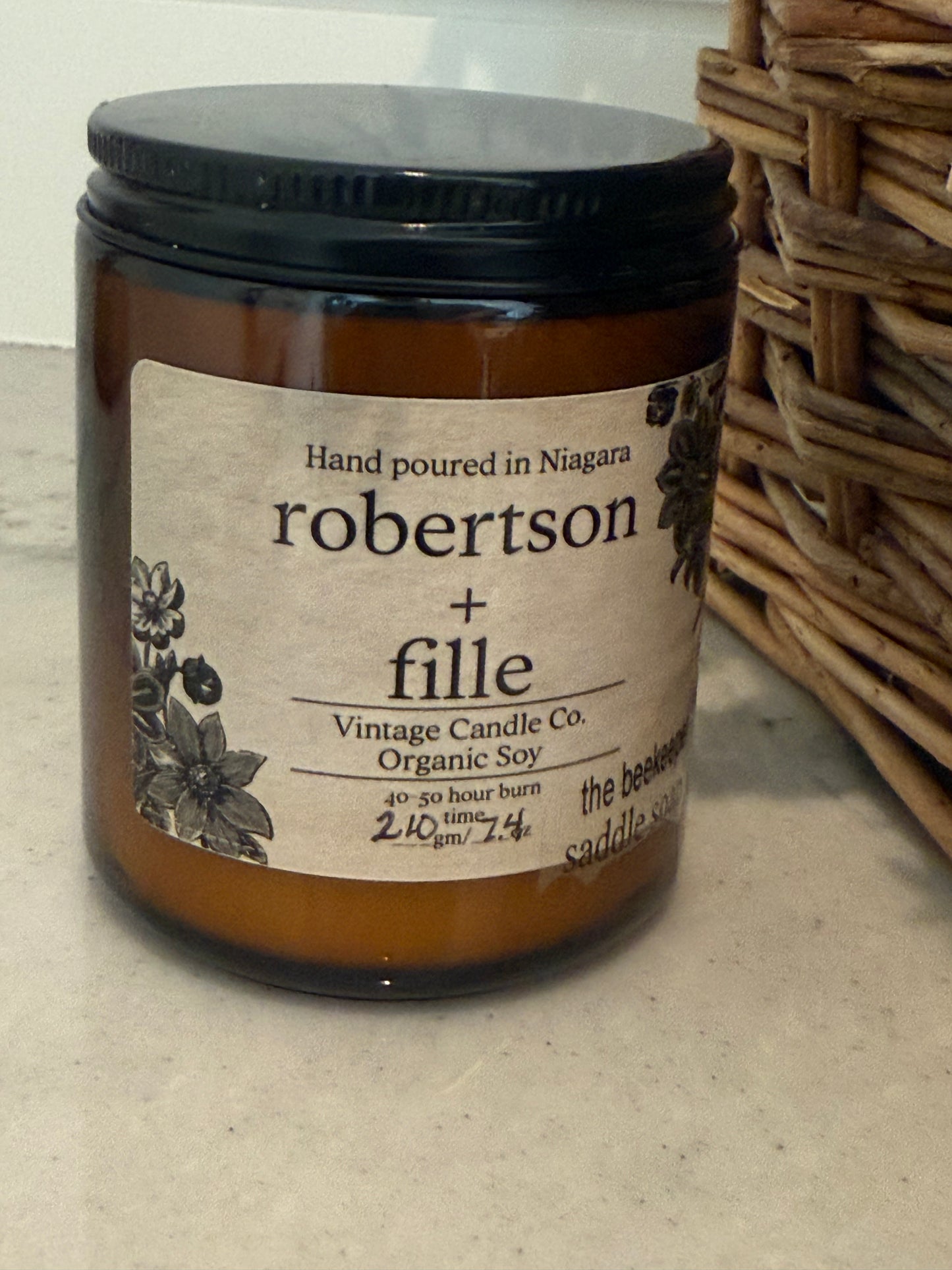 large amber glass jar with lid