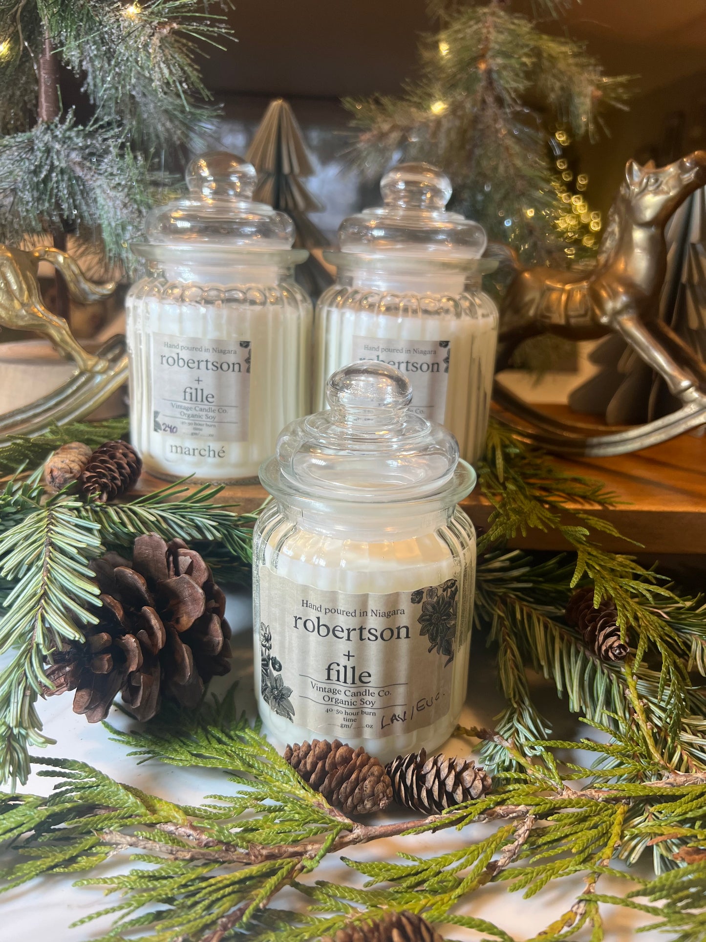 receded glass apothecary jar candle with lid