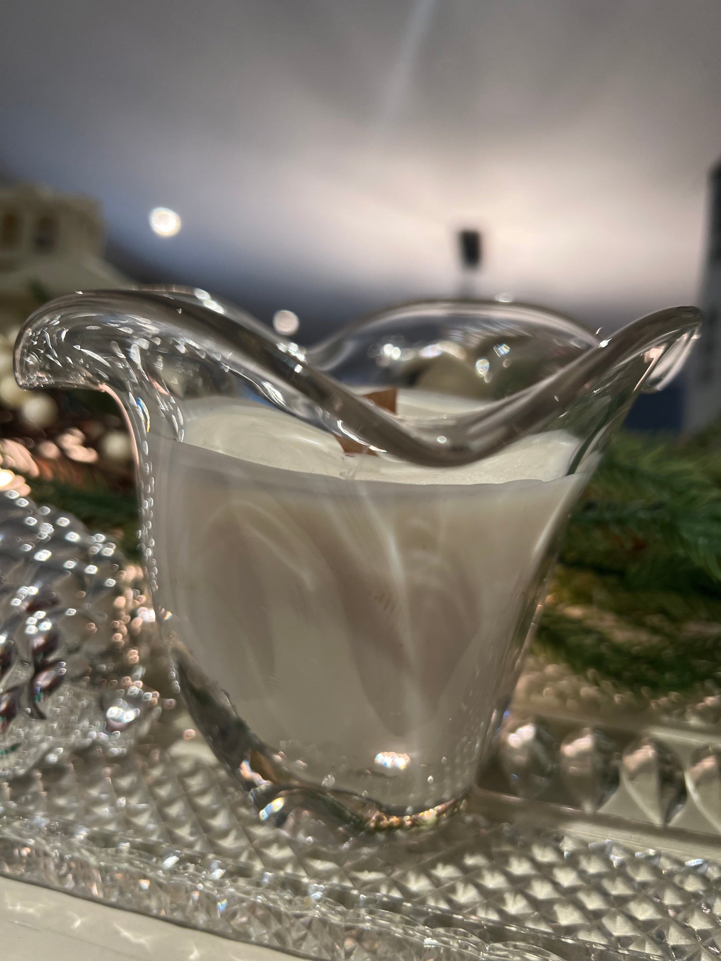 sculpted modern glass candle
