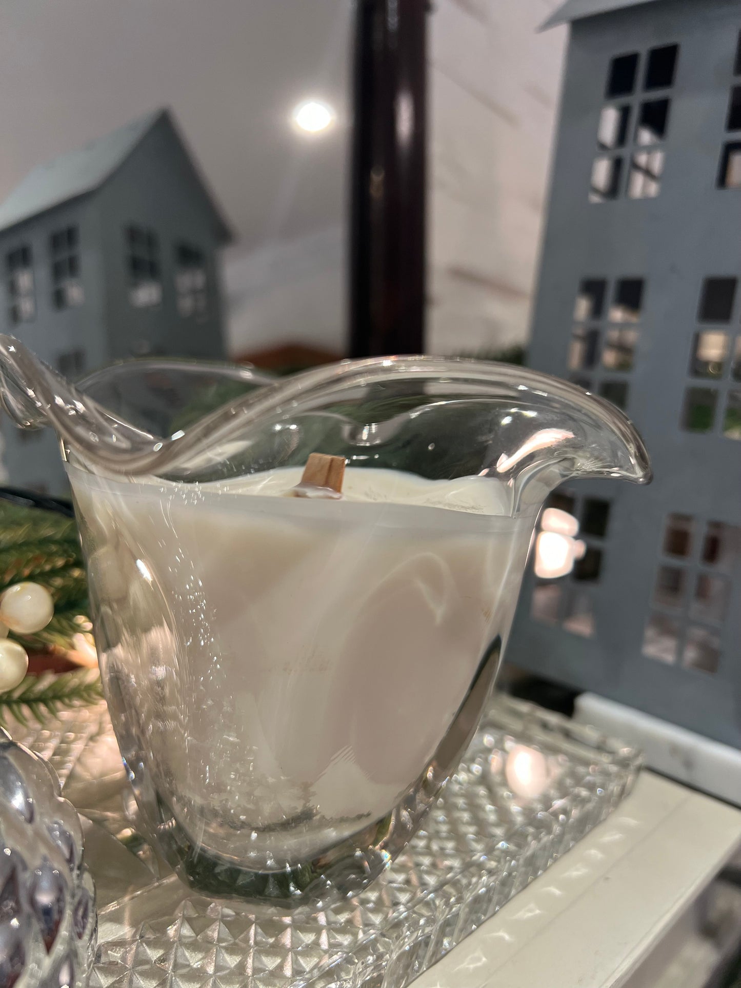 sculpted modern glass candle