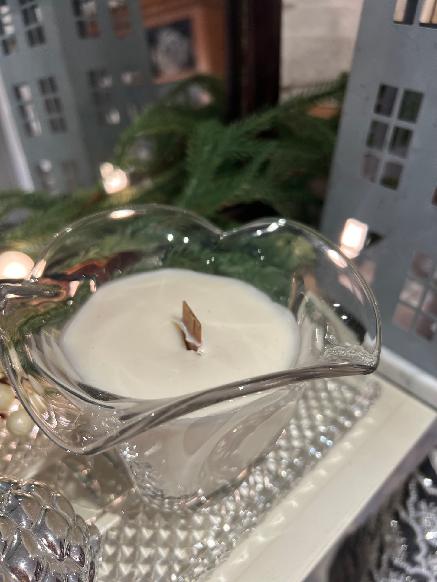 sculpted modern glass candle