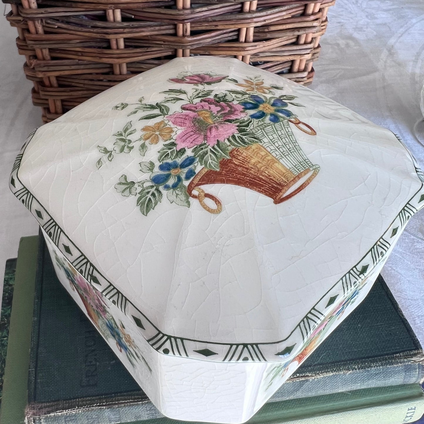 floral porcelain box vessel