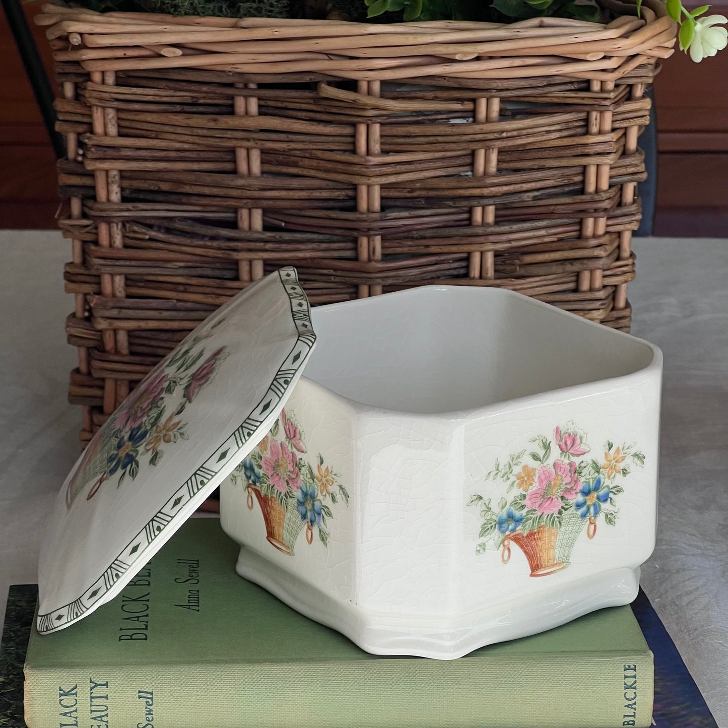floral porcelain box vessel