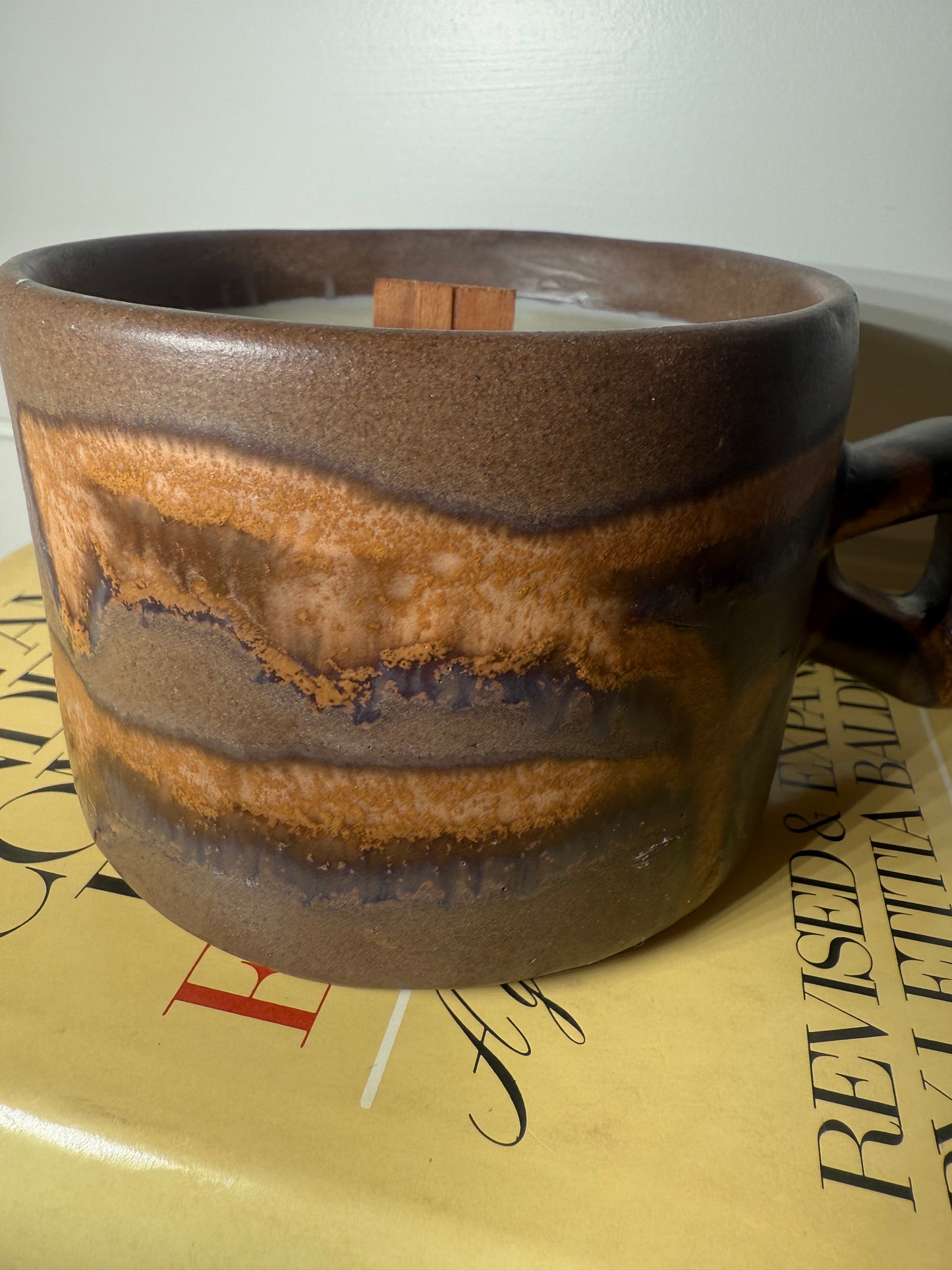 1970 hand tossed pottery soup mug