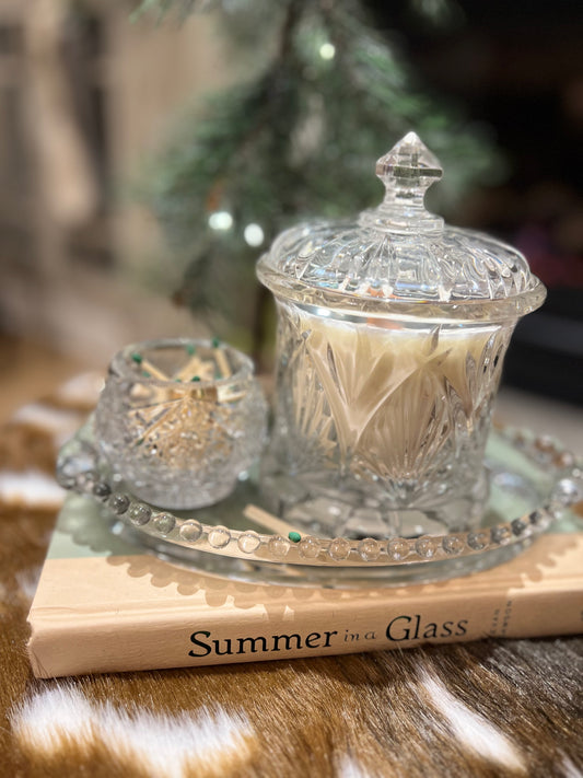 luxe crystal wood wick statement candle