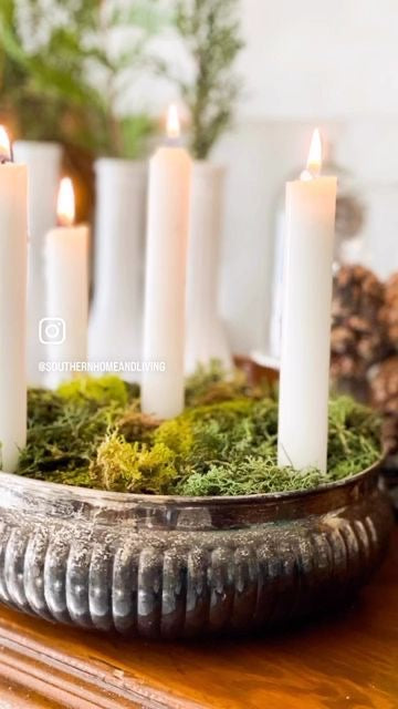 Candles in Vintage silver plate vessels