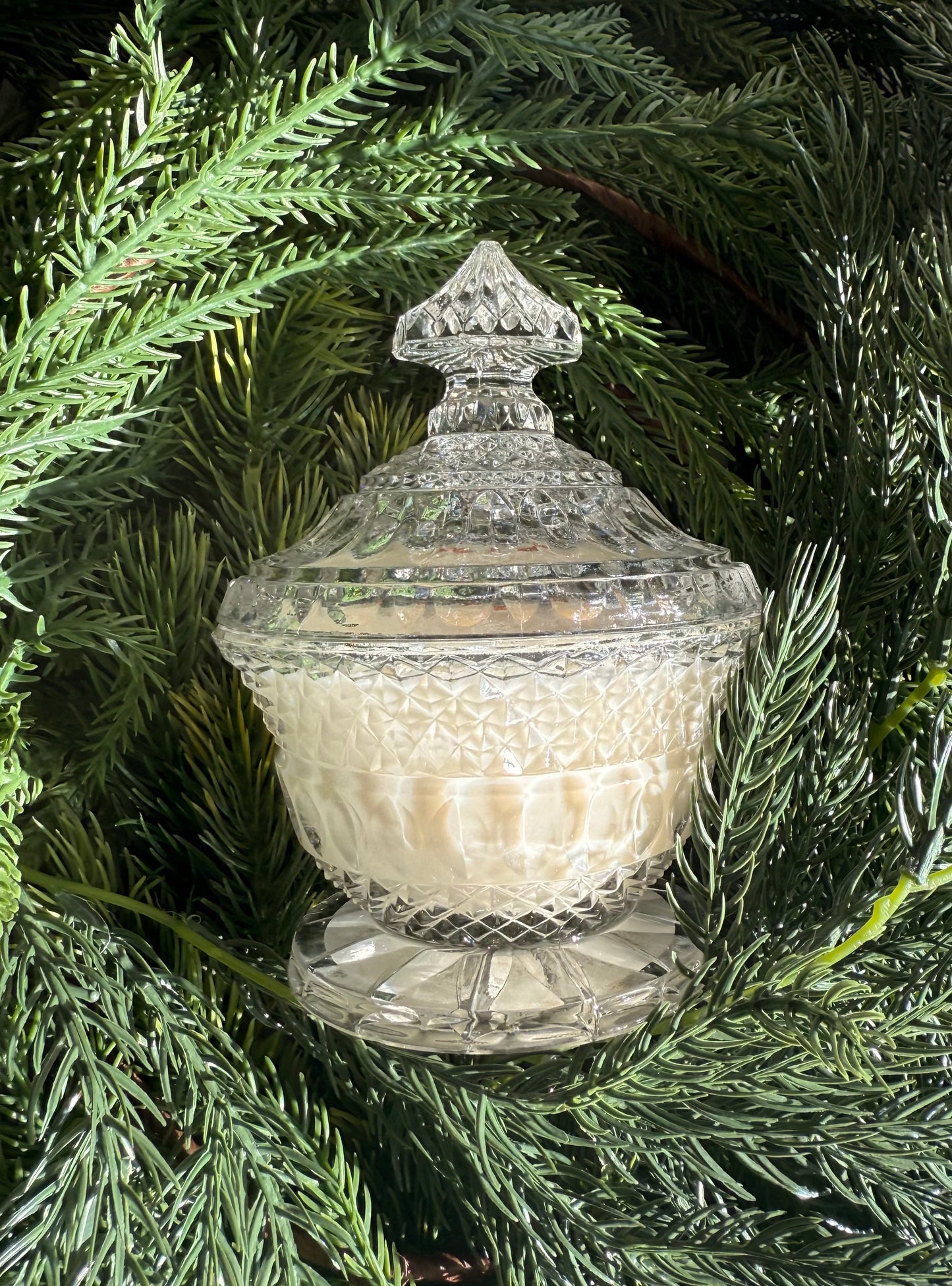 Crystal Lidded Jar in Fir Balsam + Pomander